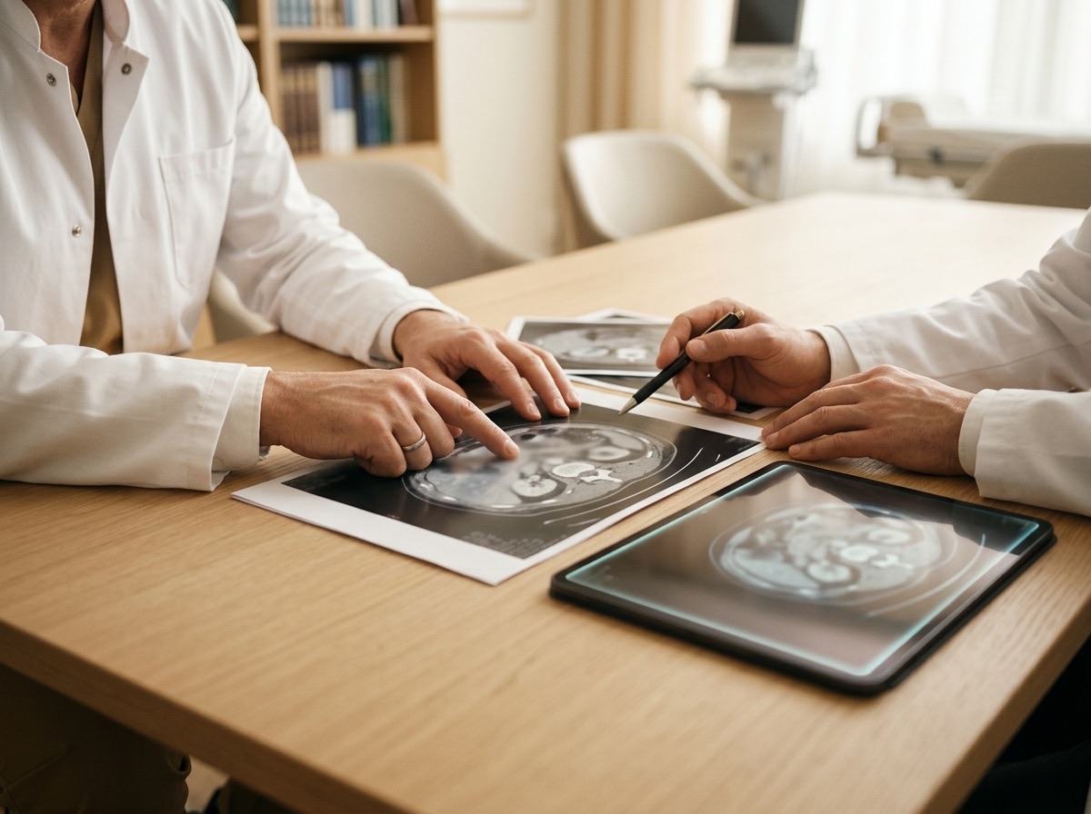 Concertation entre médecins autour d'images d'imagerie médicale